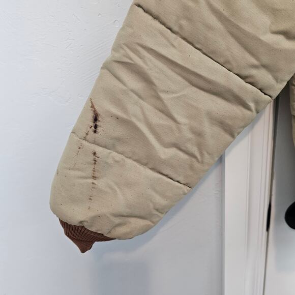 Vintage Puffer Coat Mens Sz Large Tan Brown 80s Utility Farm Ranch Western Warm - Picture 6 of 12